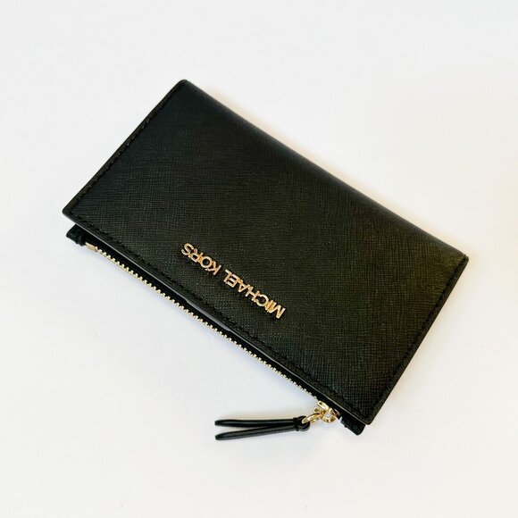 Michael Kors Jet Set Travel Small Bifold Card Case Wallet Black - Picture 5 of 11